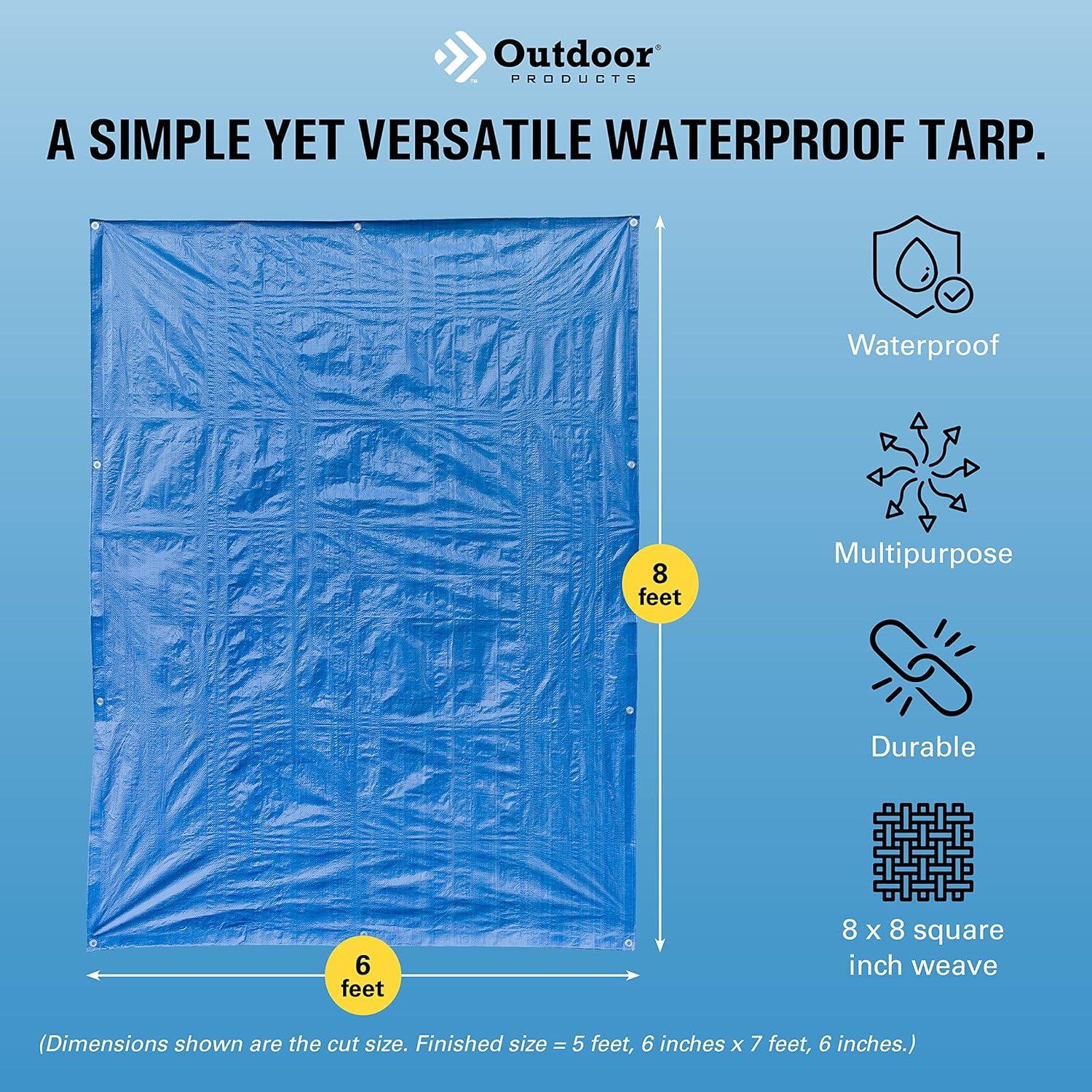 imageOutdoor Products AllPurpose Plastic Tarp  Waterproof Cover Cover for Home Outdoor and Emergency  Multiple Sizes8 ft x 10 ft
